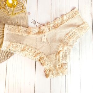 Victoria’s Secret Lace Cheeky Panties New With Tags , peachy beige